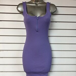 Purple Ribbed Sleeveless Dress